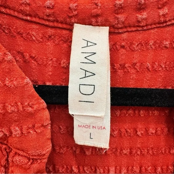 Anthropologie Amadi Flutter Sleeve Ruffle Tiered Red Dress Sz Large textured - Picture 5 of 5